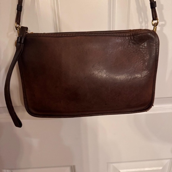 Vintage Early 80's Coach Leather Shoulder Clutch Bag Dark Brown Purse #0132 - Picture 2 of 16